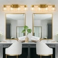 thumbnail image 2 of Bathroom Vanity Fixtures 4-Lights Gold Bathroom Light Over Mirror with Clear Glass Shade Vanity Lights for Bathroom, 2 of 7