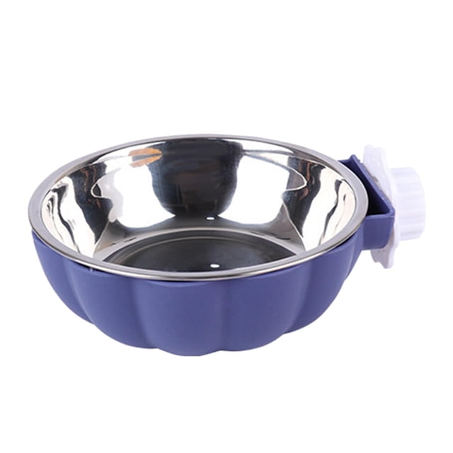 Tazón de Jaula para Mascotas, Tazón para Perro, Colgante de Acero Inoxidable, Azul Zulema Cuenco de alimentación colgante