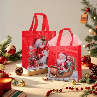 Shappy 4-Pack Large Christmas Gift Bags 36x48 Inches - Jumbo Plastic Wrapping Sacks With Ribbon For Big Presents & Holiday Decor