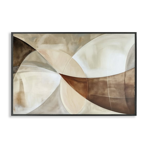 Stupell Industries Curved Neutral Tones Abstraction Abstract Painting Black Framed Art Print Wall Art, 18 x 12