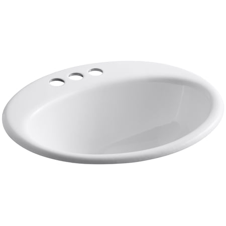 Kohler K-2905-4 Farmington 19-1/4" Oval Cast Iron Drop In Bathroom Sink - White