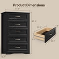 thumbnail image 4 of 5 Pieces Kingsize Bedroom Furniture Set,Includes Kingsize Bed Frame,6-Drawers Dressers of 2,Nightstand Sets with Mental Handles for Bedroom,Black, 4 of 19