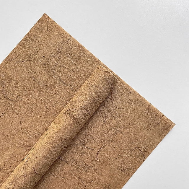 Granjero Gordo Regalos, flores, papel para envolver regalos, papel de fibra de cáñamo rasgado a mano, papel para envolver flores (color café claro)