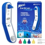 Mack's Ear Dryer PRO Rechargeable Warm Air Ear Water Drying Aid with Red Light Therapy and 3 Power Levels for Swimmers' Ears, Showering, Water Sports, Surfing, Scuba, and Hearing Aids
