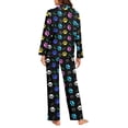 thumbnail image 3 of SCRAWLGOD Dog Paw Pjs Women Long Sleeve Button Up Pajamas for Women Two Piece Lounge V Neck Loungewear Sets Women Fall Size 3XL Breathable Woman Sleepwear, 3 of 7