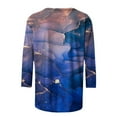 thumbnail image 4 of Savings Women's Fashion Printed Loose T-shirt 3/4 Sleeves Blouse Graphic Tee Shirt Round Neck Casual Tops for Women (Medium, Blue 01), 4 of 4