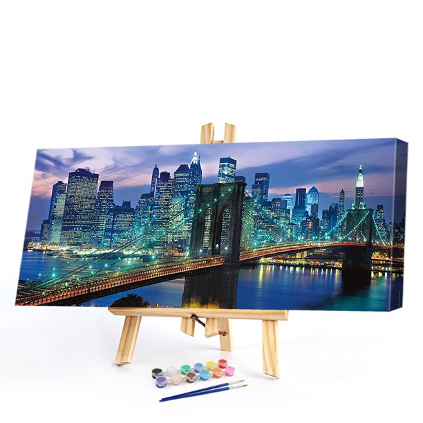 Kit de pintura al óleo de la noche del puente de la ciudad por números DIY pintura acrílica sobre lienzo manualidades Likrtyny Oficina Multiescena Multifunción
