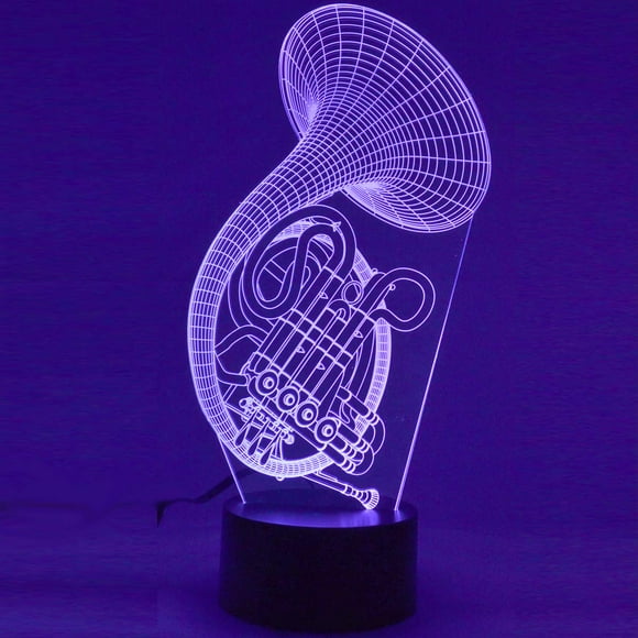 Lámpara Alberts Gifts Trompa Francesa 3D LED con 7 Cambios de Color