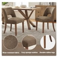 thumbnail image 3 of Vknow Furniture Modern Chenille Upholstered Dining Chairs Set of 6 with Cutout Back and Solid Wood Legs for Dining Room, Kitchen and Living Room, Dark Brown, 3 of 8