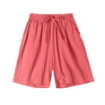 thumbnail image 3 of Eiyaclvo Lounge Shorts for Womens Drawstring Elastic Waisted Wide Leg Shorts Loose Lightweight Summer Beach Shorts with Pockets, 3 of 5