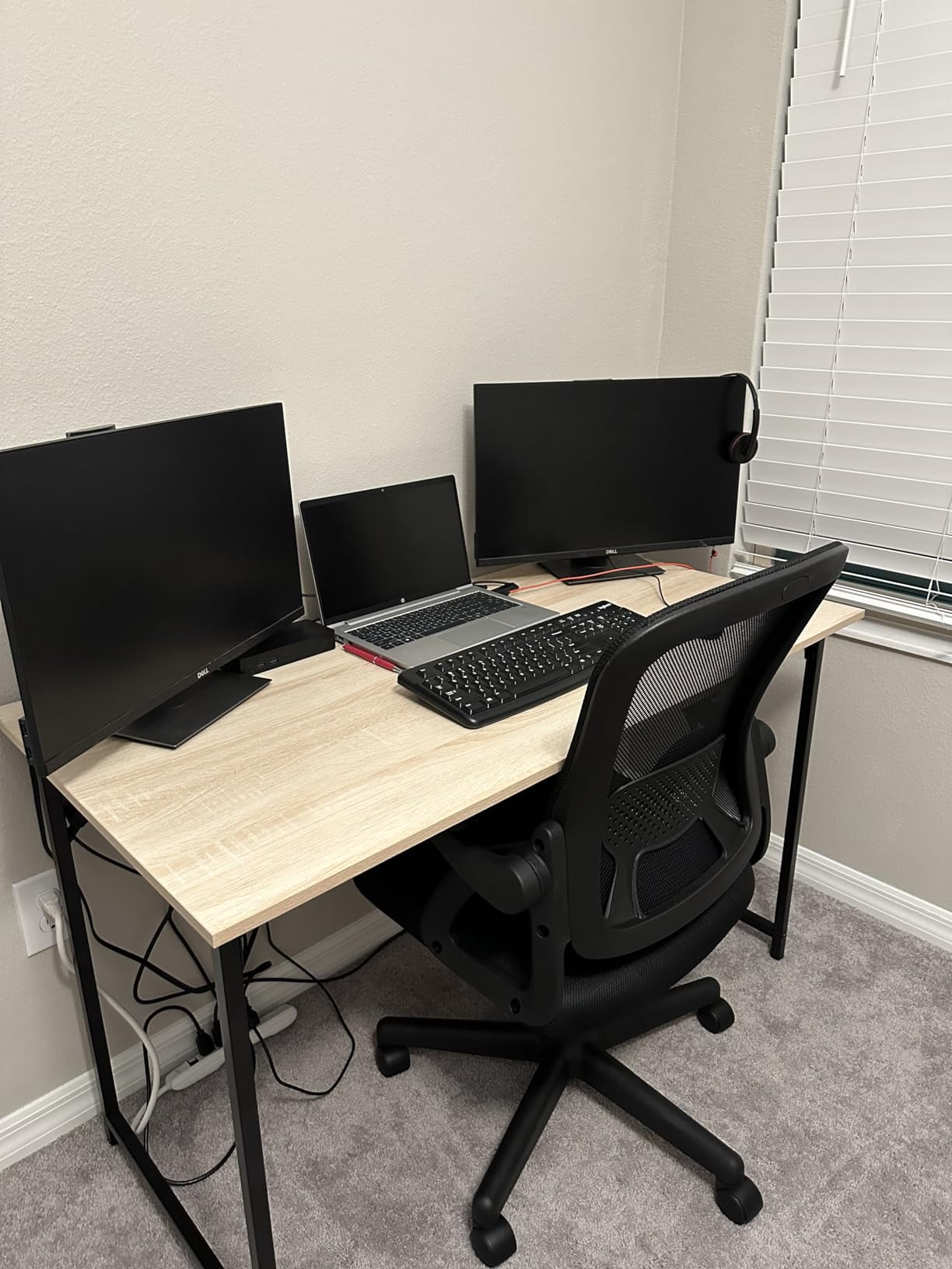YRLLENSDAN 19.7×47 Computer Desk for Two Monitors Study Desk Writing Desk Office Desk Study Table for Adult Work Desk for Home Simple Industrial Desk,Beige