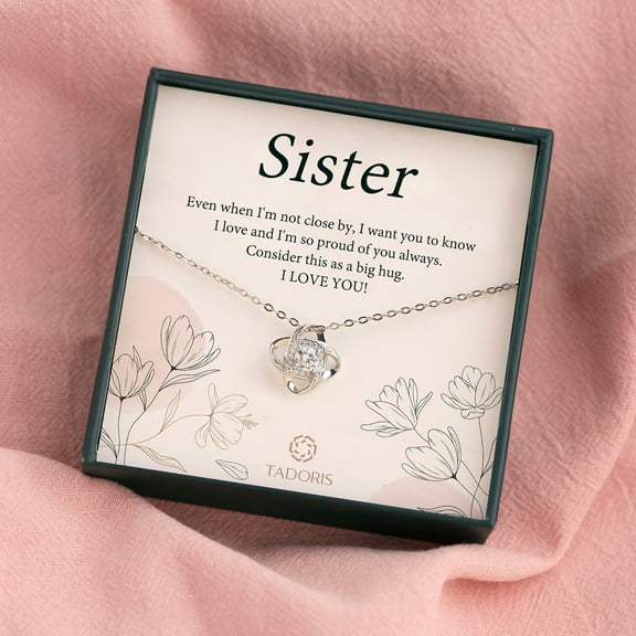 Sister Love Knot Sterling Silver Necklace, Gift For Sister