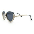 thumbnail image 6 of Womens Upside Down Half Rim Bling Pearl Metal Frame Cat Eye Sunglasses Gold - Black, 6 of 8
