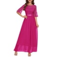 thumbnail image 1 of Vestido de dama de honor Wedtrend, encaje floral, gasa, manga 3/4, 1 of 6