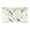 thumbnail image 3 of SAFAVIEH Metallic Herringbone Cowhide Geometric Pillow, 12" x 20", Beige/Gold, 3 of 5