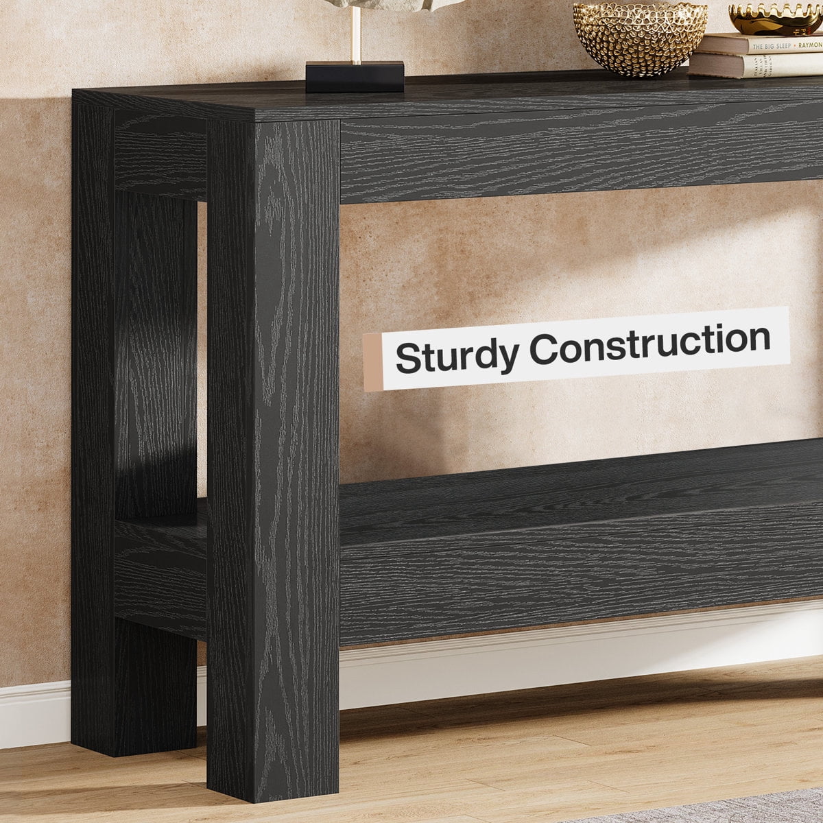 Tribesigns 62.99" Long Wood Console Table, Farmhouse 2-Tier Entryway Table Sofa Table