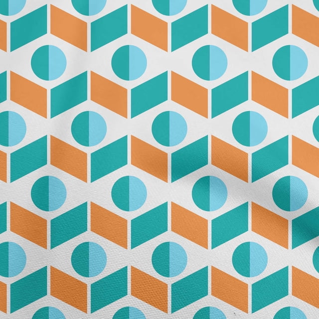 oneOone Georgette Viscose Sky Blue Fabric Geometric Sewing Material Print Fabric By The Yard 42 Inch Wide