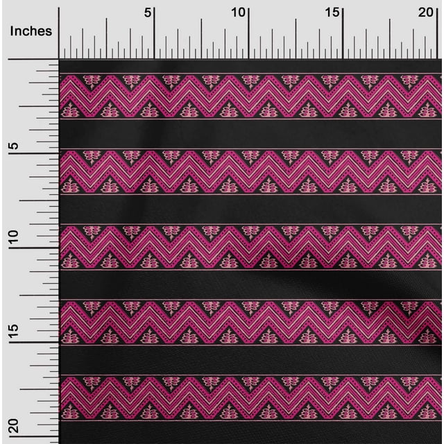 oneOone Cotton Poplin Fabric Floral & Chevron Block Printed Craft Fabric BTY 56 Inch Wide