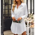 thumbnail image 4 of Vestido tipo blusa para mujer, vestido camisero mini con botones y mangas largas para mujer, vestido camisero con botones, diseño de última generación, 4 of 7