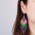 thumbnail image 4 of Pendientes de borlas de cuentas largas - Cuentas de colores boho Pendientes de borlas de cuentas hechas a mano, 4 of 5