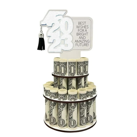 

Xinwanna Money Holder Commemorative Easy to Collect Wooden 2023 Graduation Party Desktop Cash Clip Rack School Supplies (White)