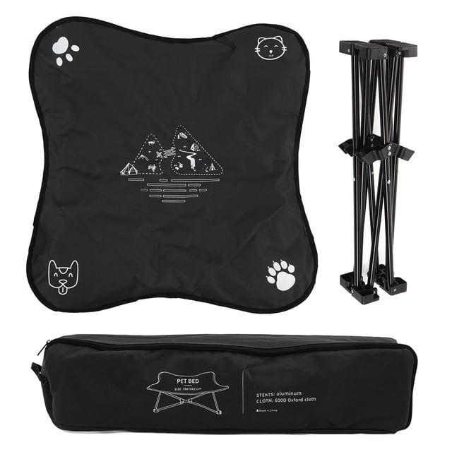 Cama Elevada Para Perros, Portátil, Plegable, Transpirable, Para Perros, Resistente Al Desgaste, Cómoda Para Exteriores ANGGREK Negro