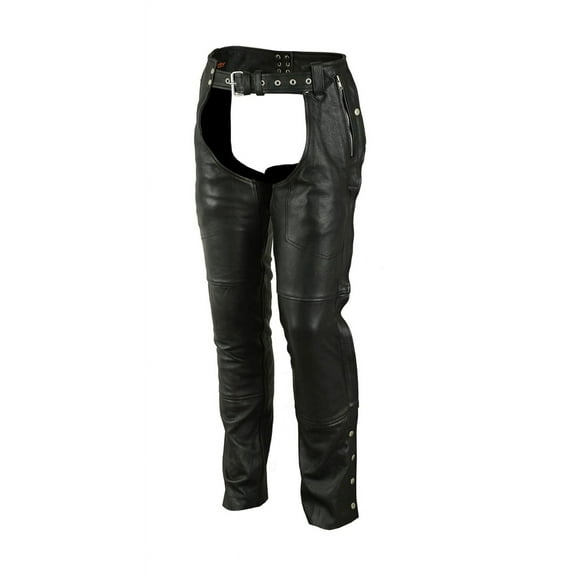 Daniel Smart Motorcycle Leather Chaps – All Season Unisex Biker Pant with Customizable fit and Carry Pockets