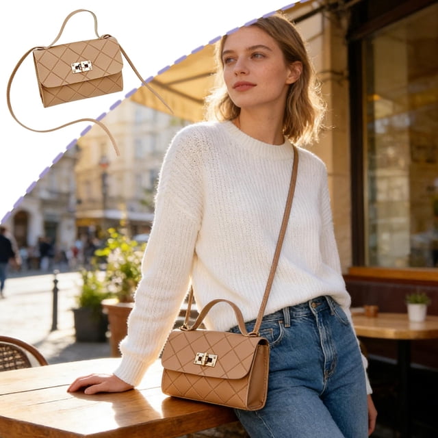 Bolso de hombro de cuero de PU pequeño y acolchado acolchado mini acolchado para mujer, con asa superior y cerradura metálica para uso cotidiano casual