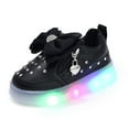 thumbnail image 5 of Dakaela Boys Girls Light up Shoes Toddler Baby LED High Top Sneakers 12-18 Months 3T 4T 5T Bowknot Walking Ankle Boots Black 11, 5 of 7