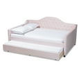thumbnail image 6 of Baxton Studio Perry Light Pink Velvet Button Tufted Queen Size Daybed with Trundle, 6 of 11