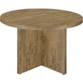 thumbnail image 4 of JERFIT Modern Farmhouse Round Dining Table for 4, Mango Finish Engineered Wood Pedestal Base Kitchen & Dining Room Table, 4 of 9