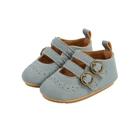 

SUNSIOM Newborn Baby Girls Mary Jane Flats PU Leather Princess Dress Socks Boots Double Buckle Straps