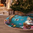 thumbnail image 5 of Xecao Whimsical Cats and Flowers Scene Pattern Christmas Tree Skirt Round Xmas Tree Mat Base Cover for Holiday Home Decorations-30", 5 of 6