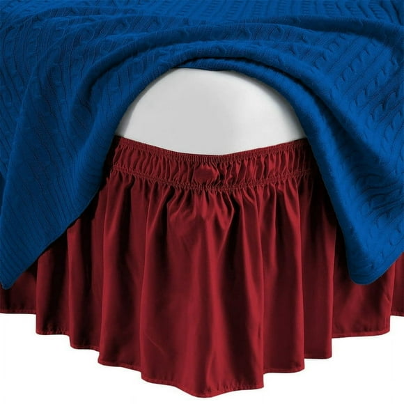 EASTIN Jupe de Lit Enveloppante, Retombée de 12 Po, Entretien Facile, en Microfibre, Jupes de Lit Fabriquées (Double - Gris Pâle)