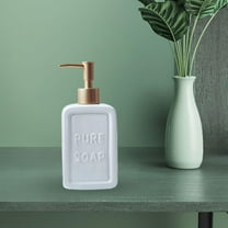 Empty Hand Soap Dispenser with Pump Durable Reusable Container Ceramic 16oz Pump Bottle for Outdoor Countertop Travel Hotel Kitchen , White