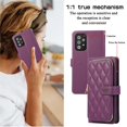 thumbnail image 4 of YEYKX Wallet Case for Samsung Galaxy A52 4G / 5G 6.5inch with Wrist/Shoulder Strap, 9 Card Slots Zipper Purse Luxury Leather Stand Checkered Cell Phone Cover,Deep Purple,For Galaxy A52 4G / 5G, 4 of 10