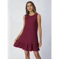 thumbnail image 3 of Women'S Ruffle Hem Sleeveless Tank Dress Round Neck Casual Smock Summer Mini Dresses Wine Red S, 3 of 6