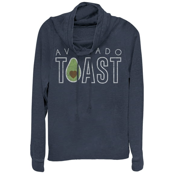Junior's CHIN UP Avocado Toast  Cowl Neck Sweatshirt Navy Blue Small