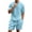 Blue, variant on Men Beach Outfits Sets Short Sleeve Crewneck T-shirts Matching Drawstring Shorts Set Loose Fit Men Summer Clothes