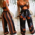 thumbnail image 4 of ZUARFY Women Beach 2pcs Boho Butterfly Outfits V-Neck Crop Top Wide Leg Palazzo Pants, 4 of 19