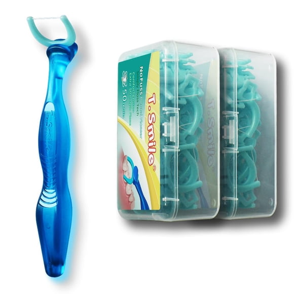 Hilo dental T.Smile con mango de 12,7 cm + 100 repuestos extra resistentes