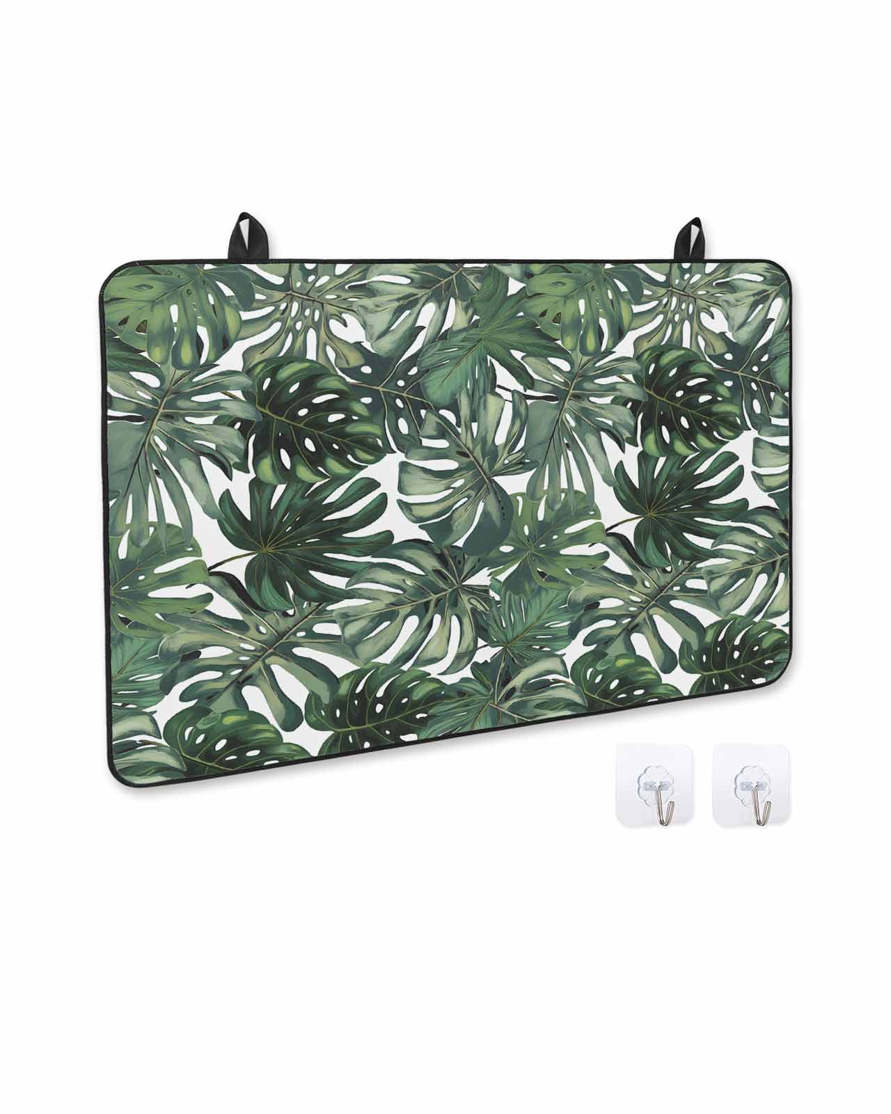 nqOlkjepod Large Induction Cooktop Protector Mat 24"x21", Green Palm Leaves Stove Top Covers for Electric Stove, Summer Tropical Leaf Vintage Stove Burner Cover Mats, Glass Top Stove Cover