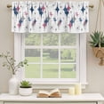 thumbnail image 3 of 2 Pack Valances for Windows, Red Blue Diamond Window Valances for Living Room/Bedroom/Bathroom, Modern Geometric Middle Century White Light Filtering Kitchen Curtain Valance 60"W x18" L, 3 of 9