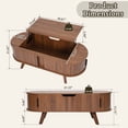 thumbnail image 7 of LEFHDA Lift Top Coffee Table, Modern Small Coffee Table with Storage, 47.2" Oval Coffee Table with Sliding Tambour Door, Wood End Table for Living Room (brown), 7 of 7