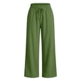 thumbnail image 5 of Women's Wide Leg Pants High Waisted Beach Palazzo Pants Soft Drawstring Trousers with Pockets Green XL, 5 of 7