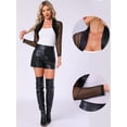 thumbnail image 2 of DARING DIVA Women's Mesh Coverup Open Front Long Sleeve Satin Shrug XS Black, 2 of 6