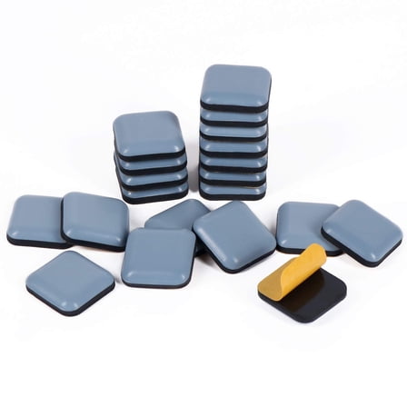 Teflon Furniture Sliders, 20pcs 20*20mm Square Stick Furniture Glides for Carpet Tile Hardwood (Grayish Blue)