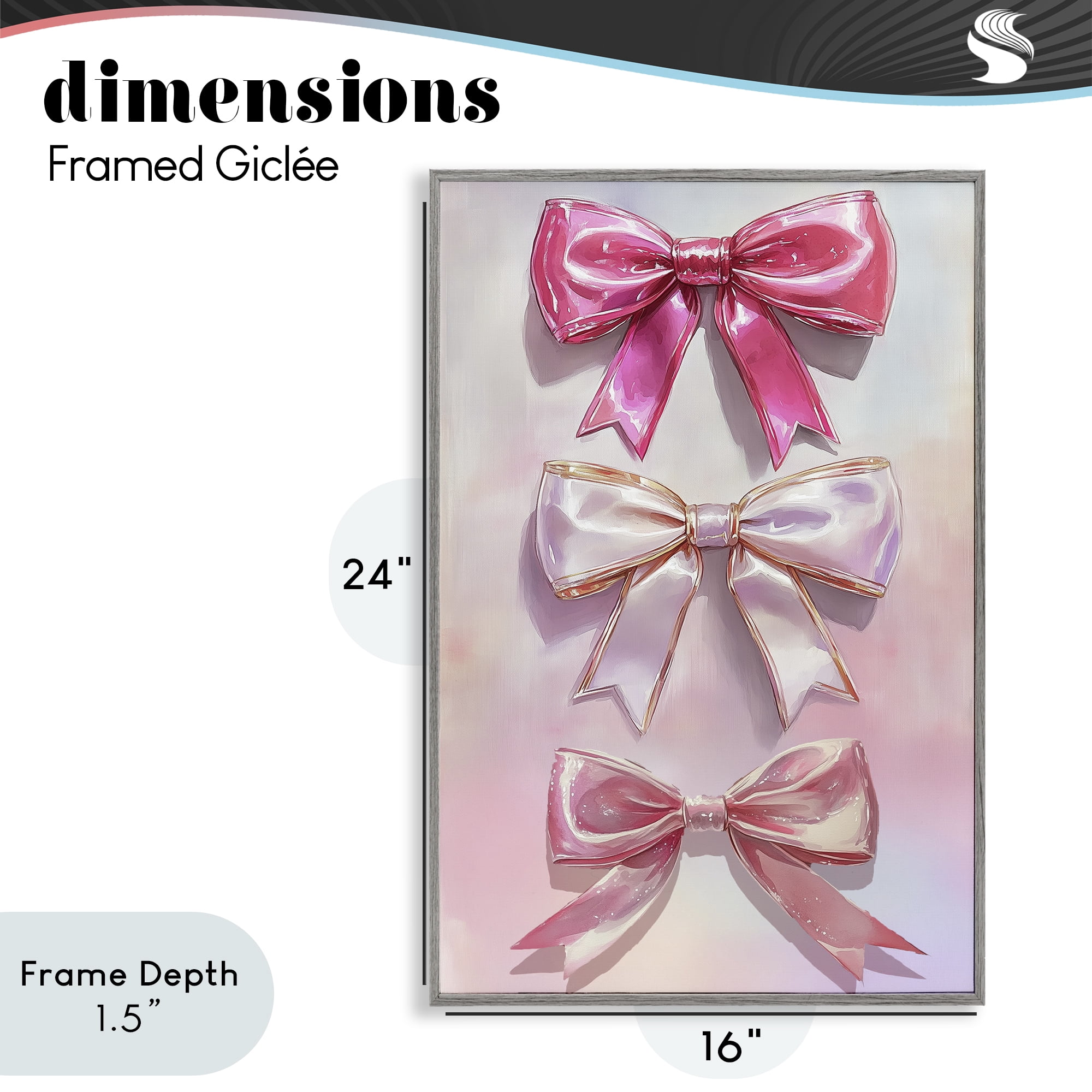 Stupell Industries Blush And Satin Bows Gray Framed Giclee Art, design by Annabelle Hall