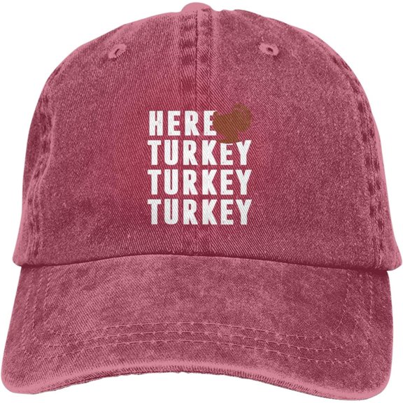 Here Turkey Turkeys Turkey Funny Hat Adjustable Denim Baseball Cap Black Dad Hat Men Women