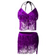 thumbnail image 6 of Idoravan Women's Basic Versatile Skirt Clearance Women Boho Sequin Tassel Hip Belly Mini Skirt Rave Party Dance Performance Costume Sparkly Festival Clothing Sexy Club Sets, 6 of 6